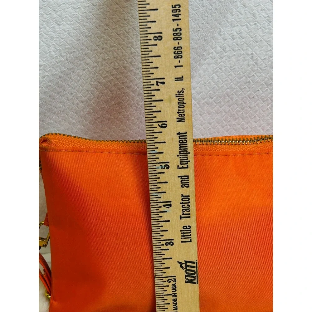 Tory Burch Orange Nylon Crossbody Bag Gold Logo Wristlet Clutch Womens